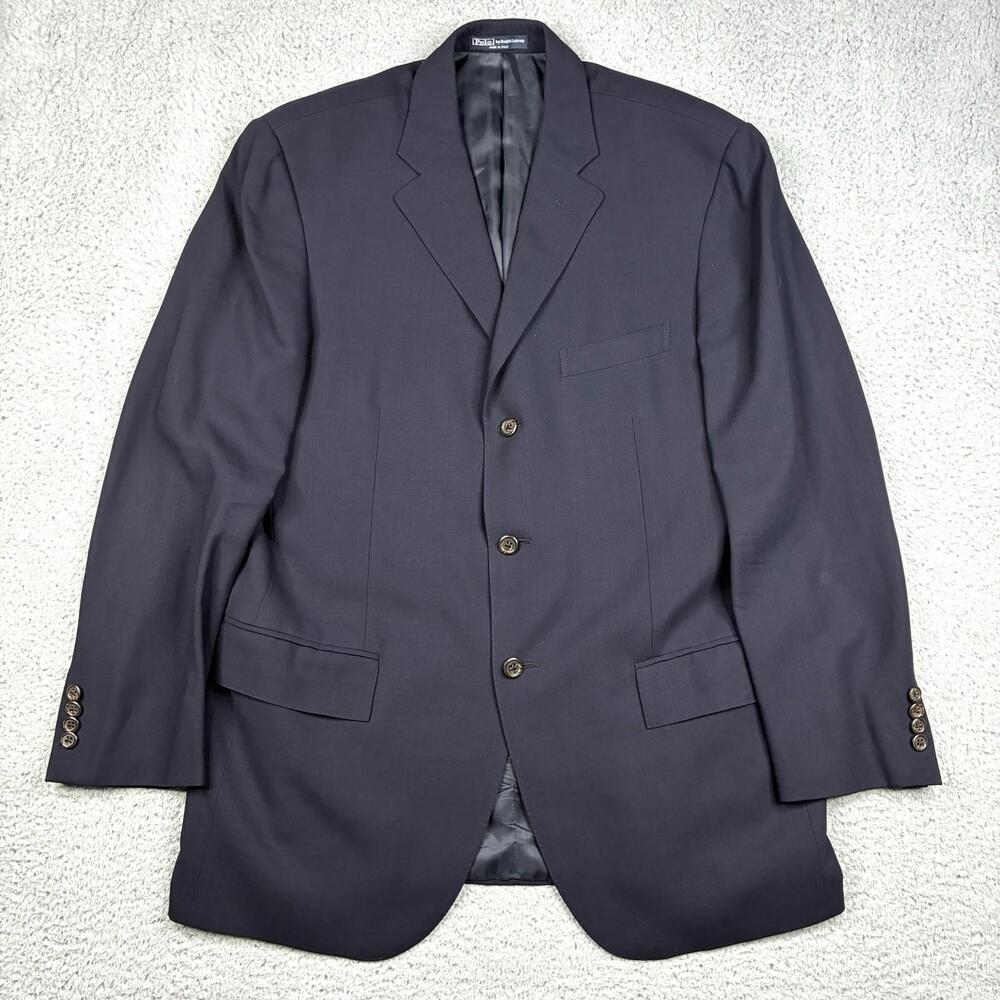 Vintage Polo Ralph Lauren Blazer Men's 41R Navy Blue‎ Wool Sport Coat